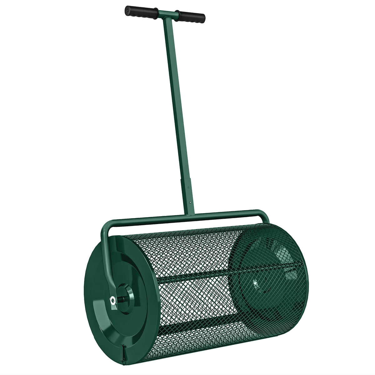 Compoststrooier 75L 61x40cm kunstmeststrooier gazon tuin met T-greep gaasmand metaal groen