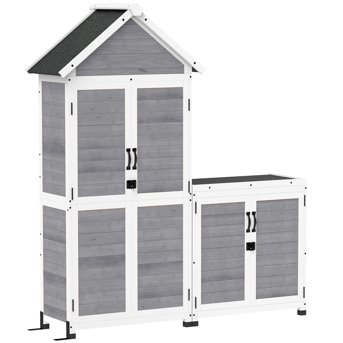 Tuinhuisje met opbergkast, verstelbare planken, afsluitbare deuren, waterbestendig, vurenhout, lichtgrijs
