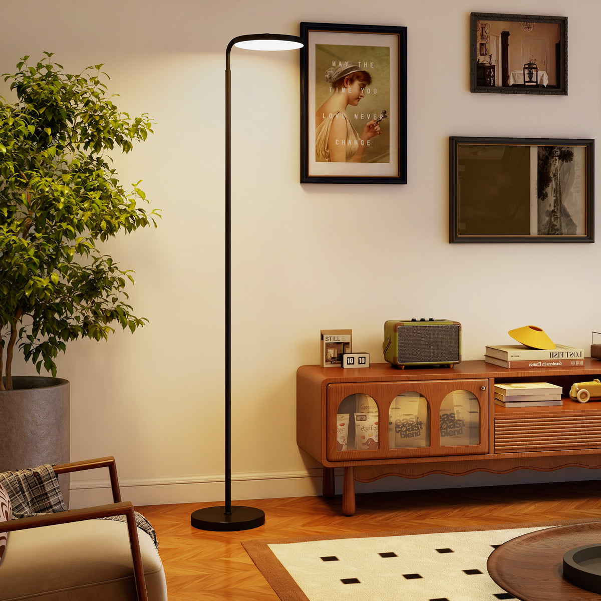 LED-vloerlamp met magnetische afstandsbediening, flexibel verstelbaar, draaibaar, metaal, zwart (2)