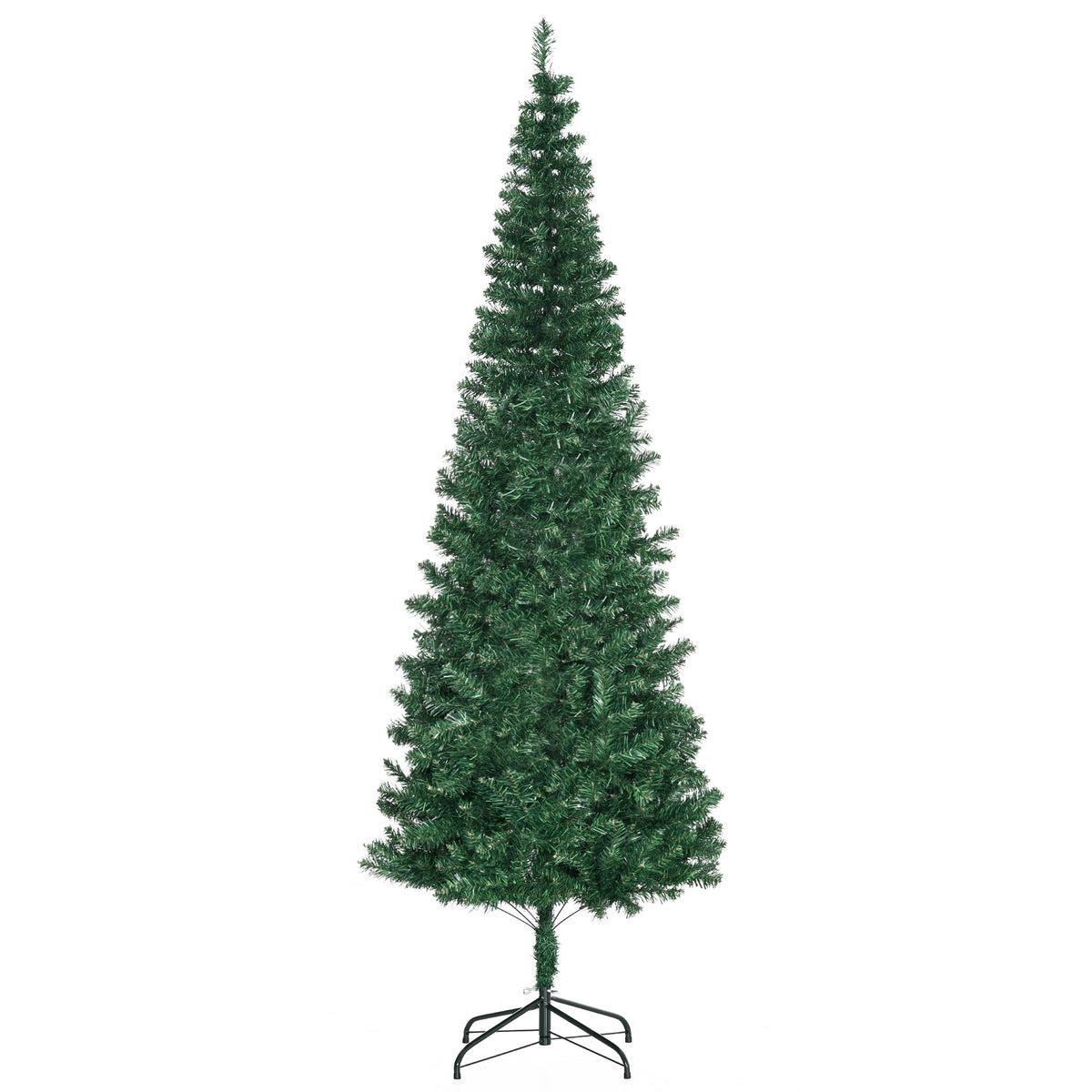 Kunstkerstboom, kunstmatige kerstboom, incl. standaard, ledverlichting, 2,1 m, 1 kerstster, groen
