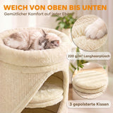 Krabton 75 cm hoog Ø 35 cm 4-traps kattenton met 3 holen, afneembaar wasbaar pluche bed sisal-kraboppervlak (6)