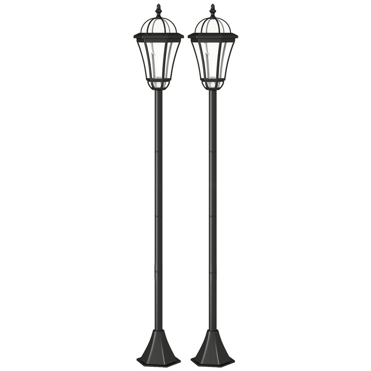 Solar tuinlantaarn set van 2, weerbestendige padverlichting 129 cm hoog, met LED, 6 uur verlichting, IP44