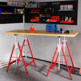 2 x schraag, steunbok, staal, rood (10)