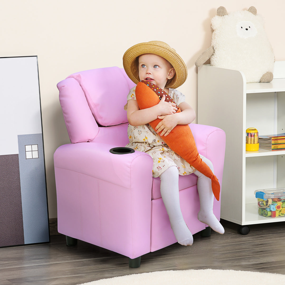Kinderbank kinderfauteuil met voetensteun armleuning bekerhouders verstelbare rugleuning ligbank kinderbank (2)