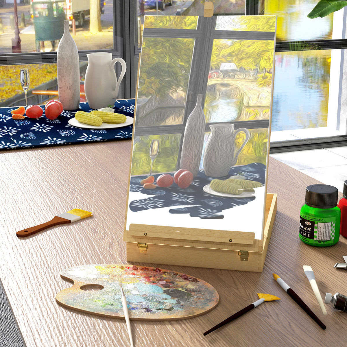 Tafel-ezel tafel-ezelkoffer, beukenhout, inklapbaar, 27cm x 41,5cm x 74,5cm, natuur (2)