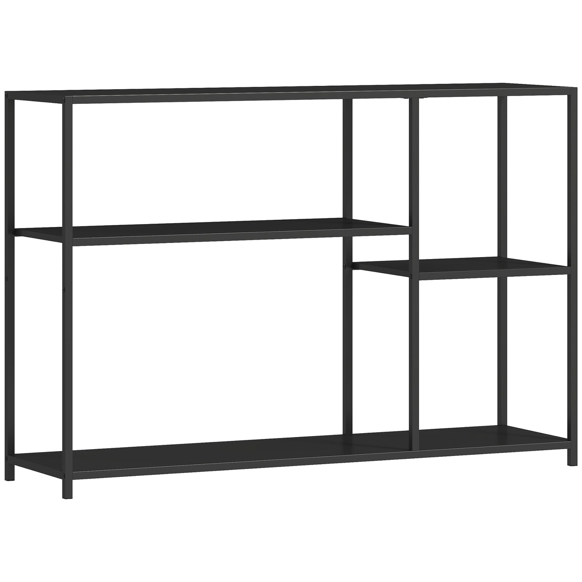 Sidetable, 4 niveaus, stalen frame, voor hal, woonkamer, zwart