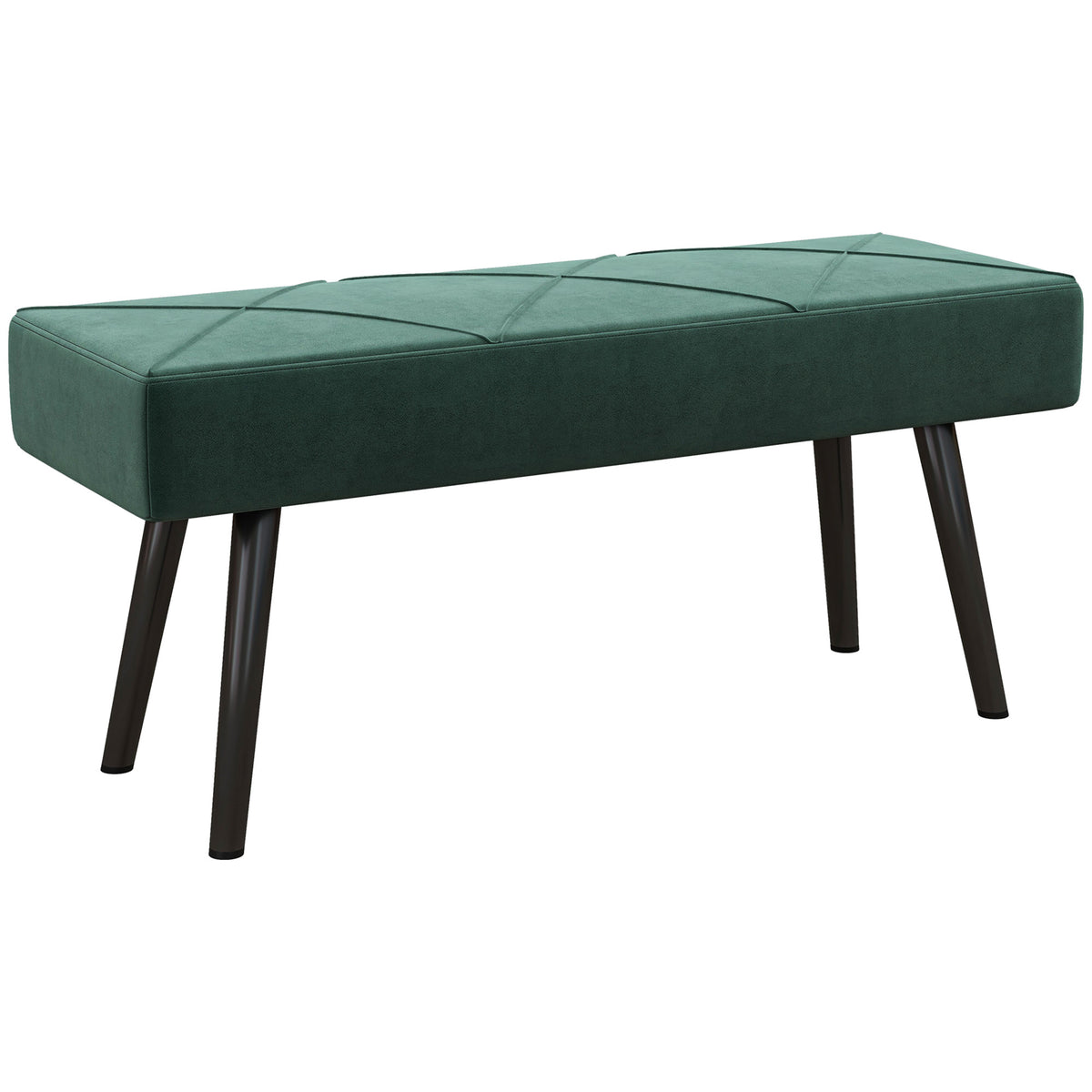 Gestoffeerde zitbank, voetenbank, bedbank, fluwelen look, 100 x 36 x 45 cm, groen