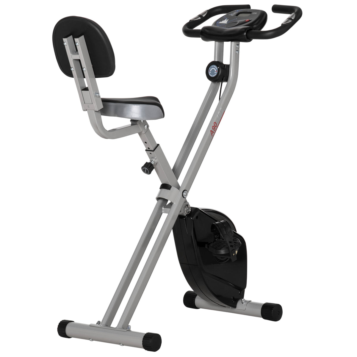 Hometrainer fietstrainer met 8-traps instelbare magnetische weerstand in hoogte verstelbaar staal zwart+grijs