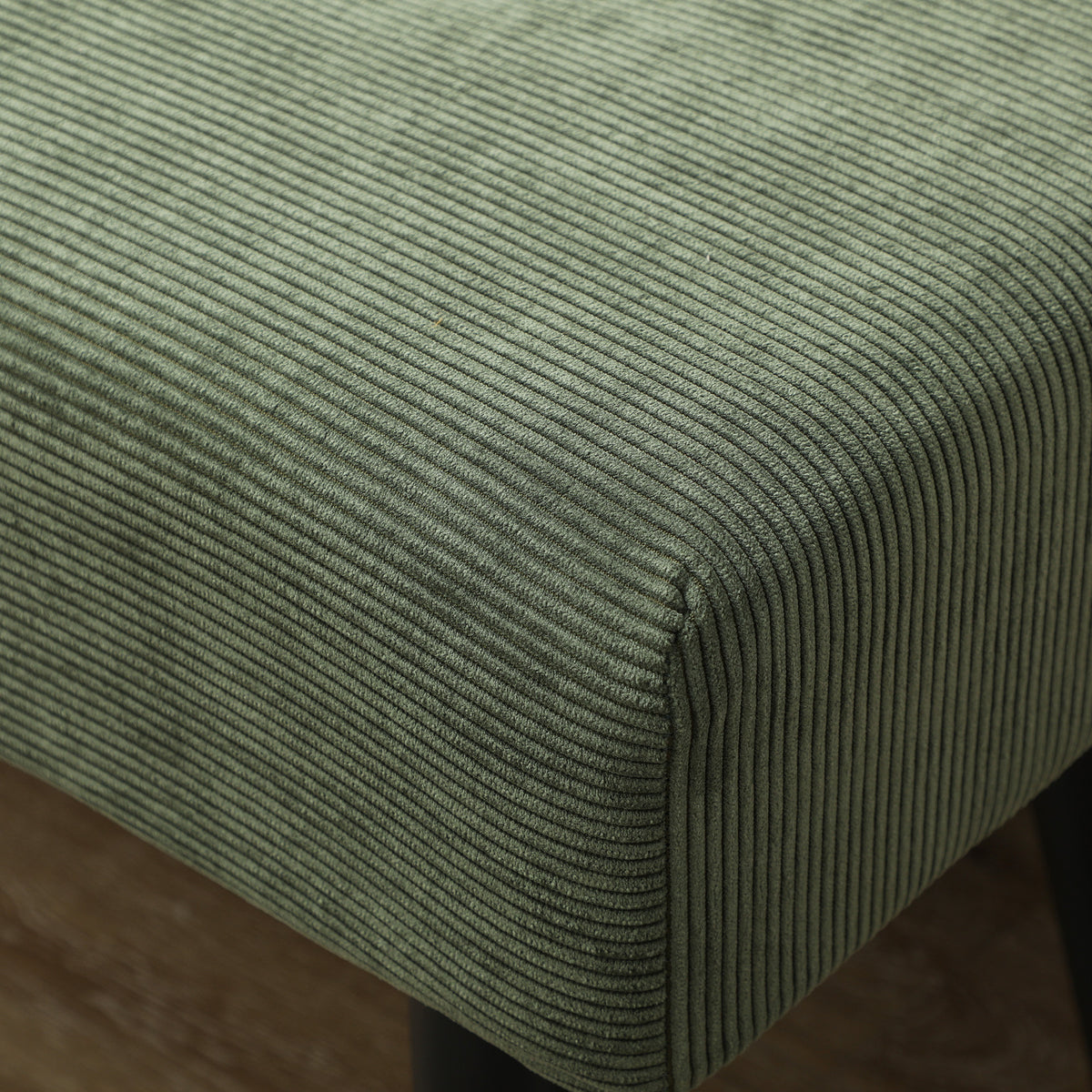 Gestoffeerde bank met ribfluwelen bekleding, bedbank met metalen poten, schoenenbank 100 x 36 x 45 cm groen (7)