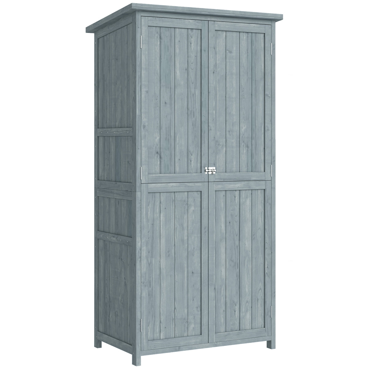 Tuinkast hout weerbestendig gereedschapsschuur met dubbele deur magneetsluiting voor tuin terras 85 x 54 x 170