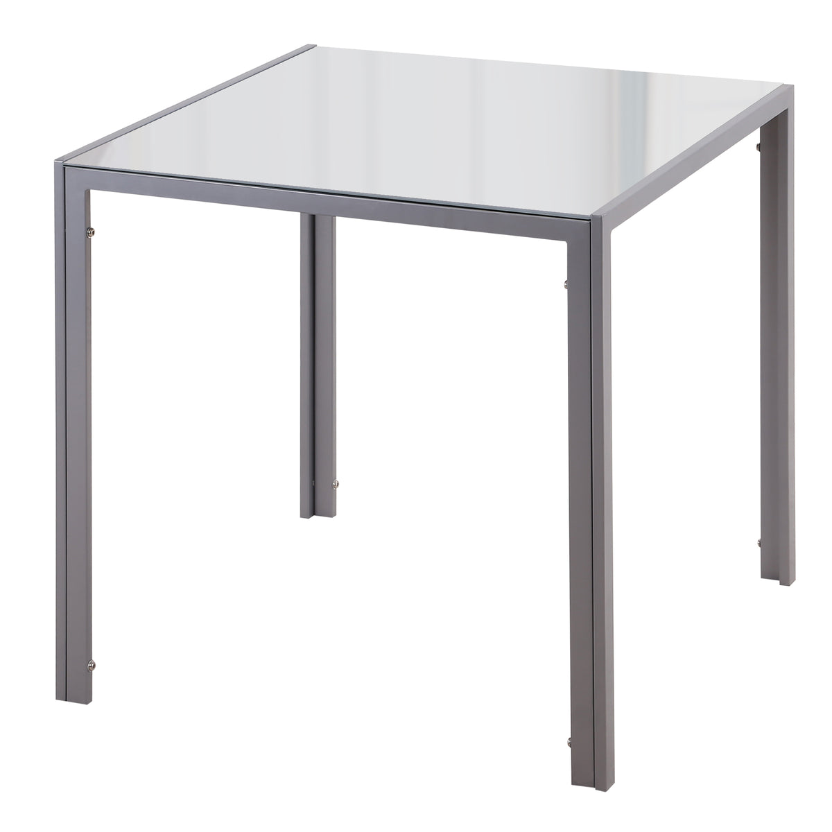 Eettafel keukentafel glastafel vierkante tafel, glazen blad, compact design, grijs