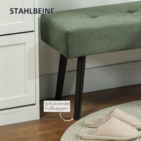 Gestoffeerde bank met ribfluwelen bekleding, bedbank met metalen poten, schoenenbank 100 x 36 x 45 cm groen (5)
