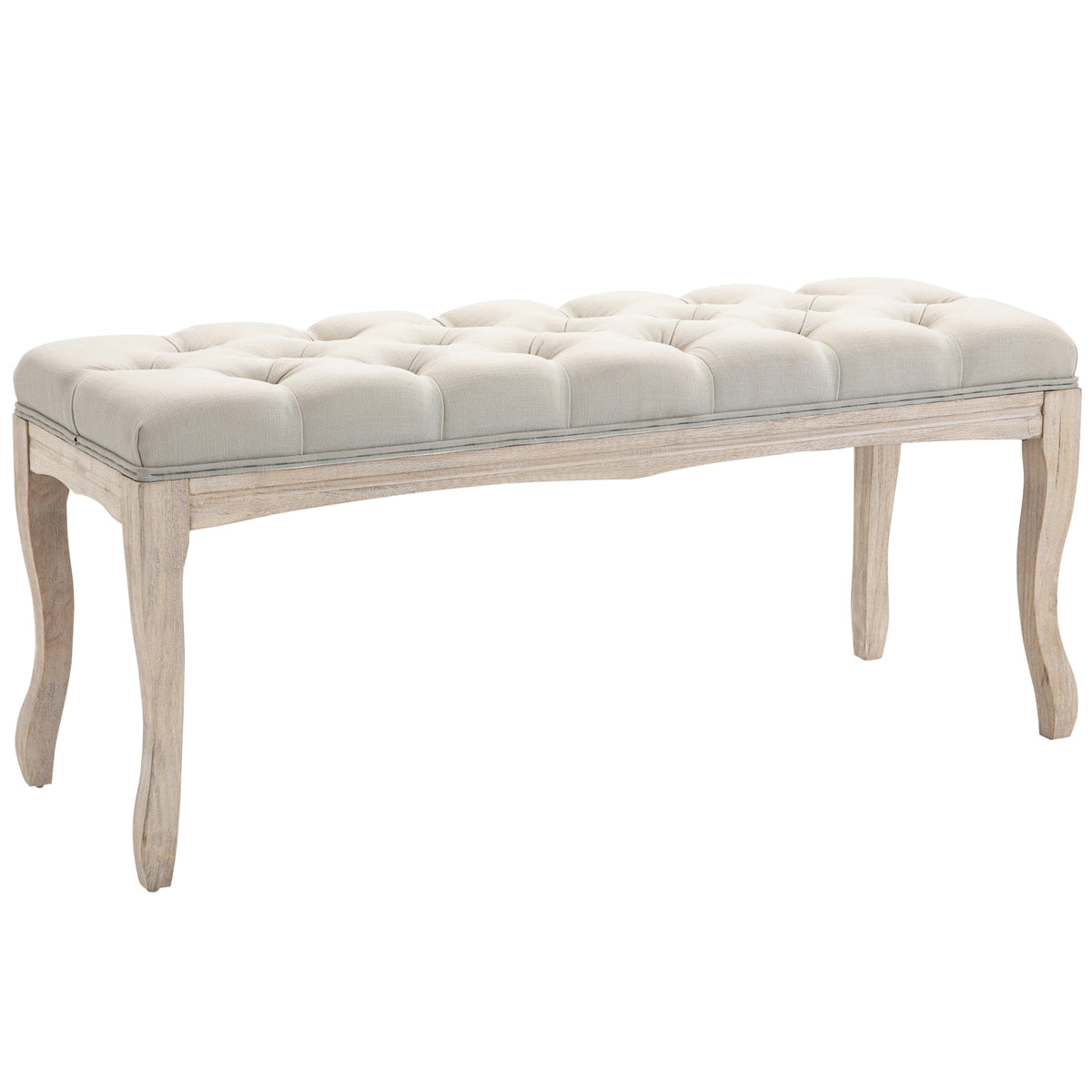 Gestoffeerde bank met linnen bekleding, bedbank met houten frame, schoenenbank voor slaapkamer, woonkamer, hal