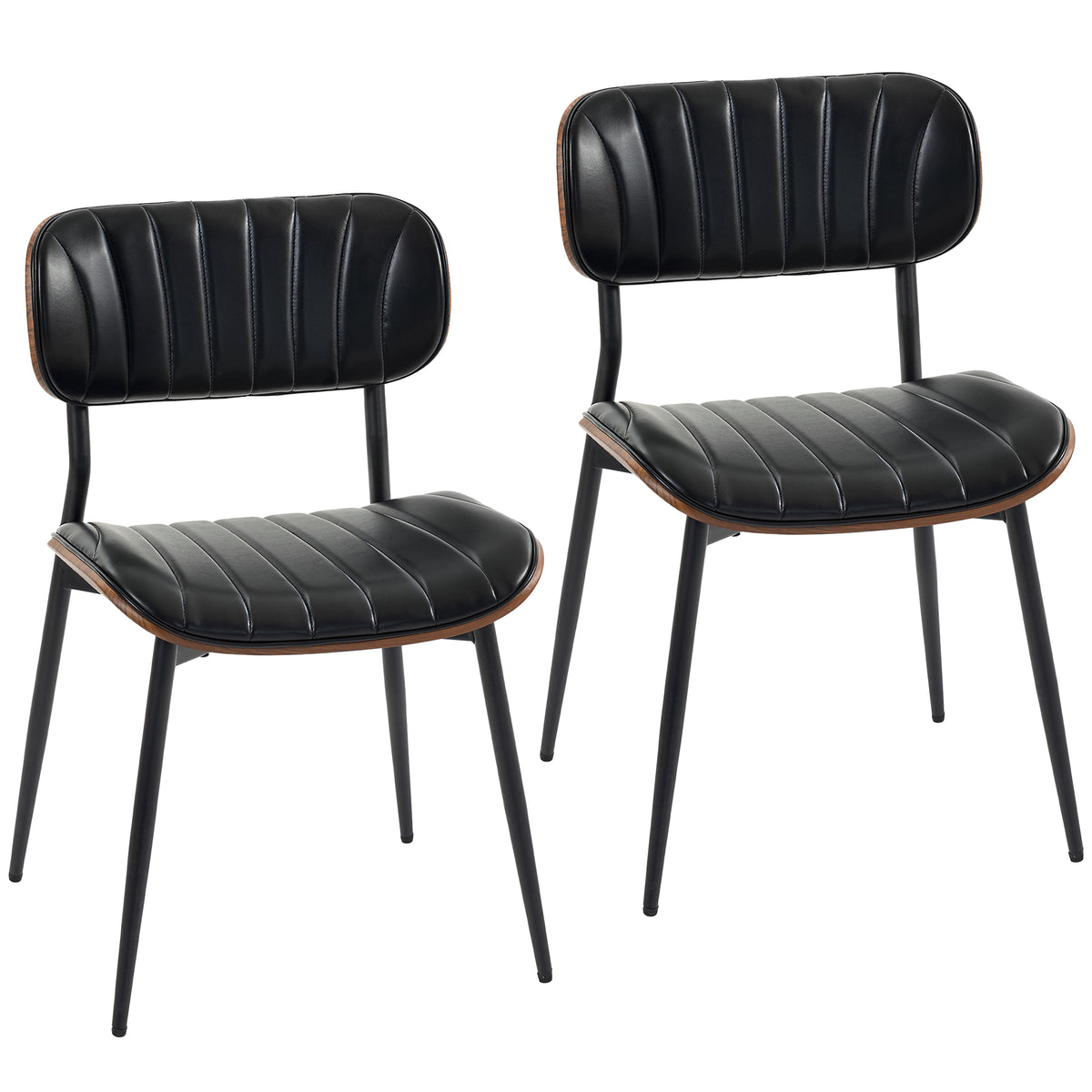 Eetkamerstoelen 2-delige set keukenstoelen moderne gestoffeerde stoel met zitting van kunstleer, gebogen