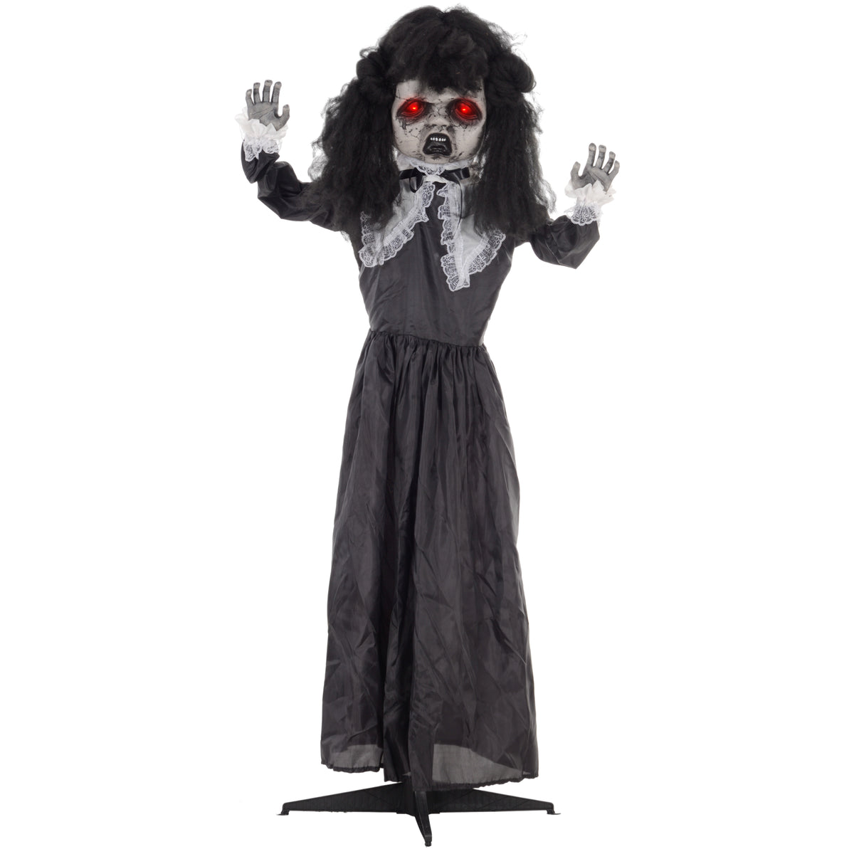 Horrorpop, Halloween-decoratie, griezelige stem & muziek, rode ogen, beweeglijk, 160 cm