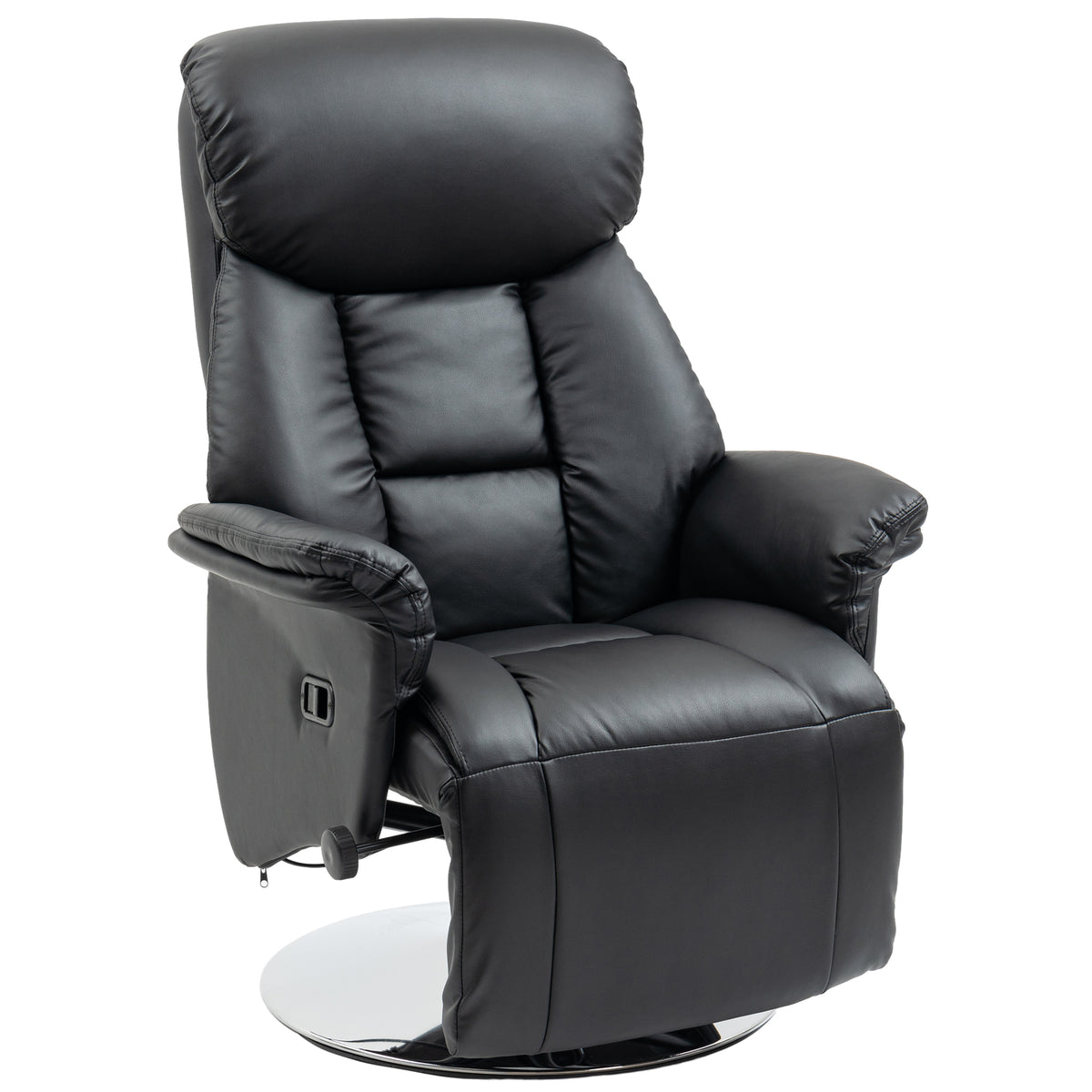 Relaxfauteuil, ligfunctie, lederlook, voetensteun, tot 150 kg, 78 x 80 x 109 cm, zwart