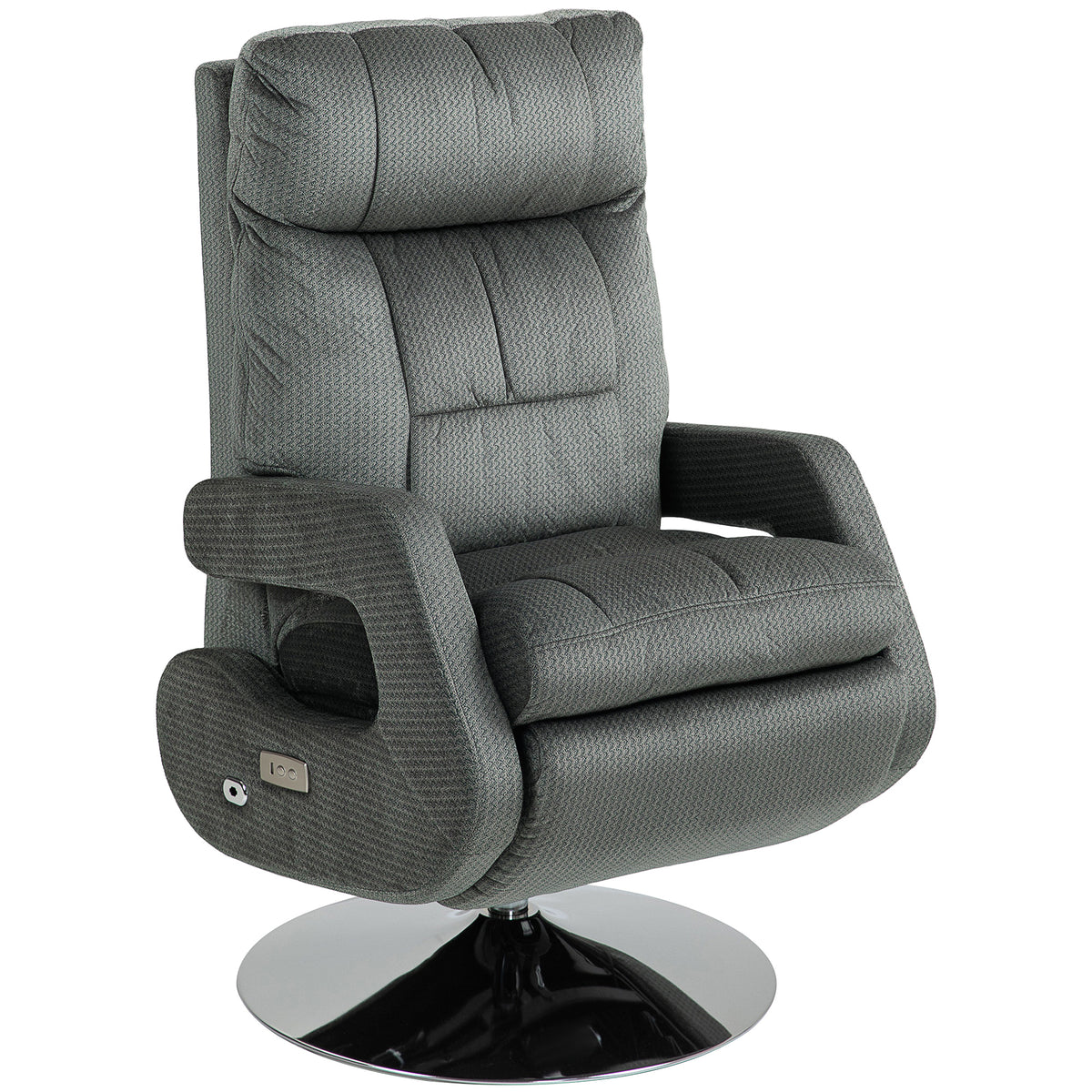 Relaxfauteuil, elektrische gestoffeerde fauteuil met USB-aansluiting en voetensteun, fluweel-look, draaibaar