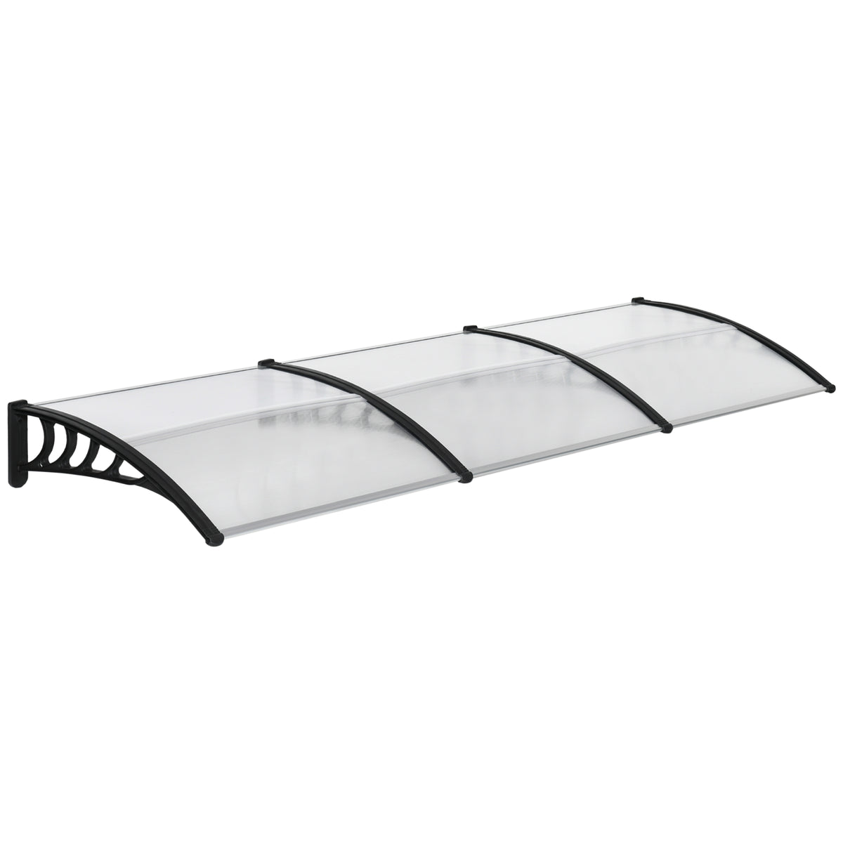 Luifel voor voordeur/raam, weerbestendig, transparant, aluminium verbindingsstangen/polycarbonaat, 303x96x27cm