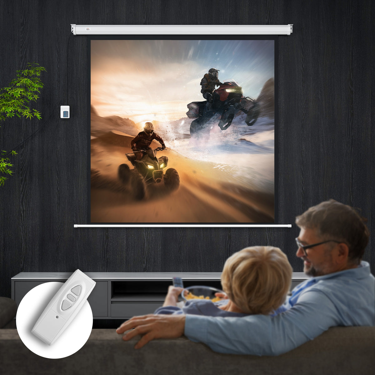 Projectiescherm 176,5 x 176,5 cm 85 inch 1:1 HD 4K rolscherm voor thuisbioscoop voor thuisbioscoop (2)