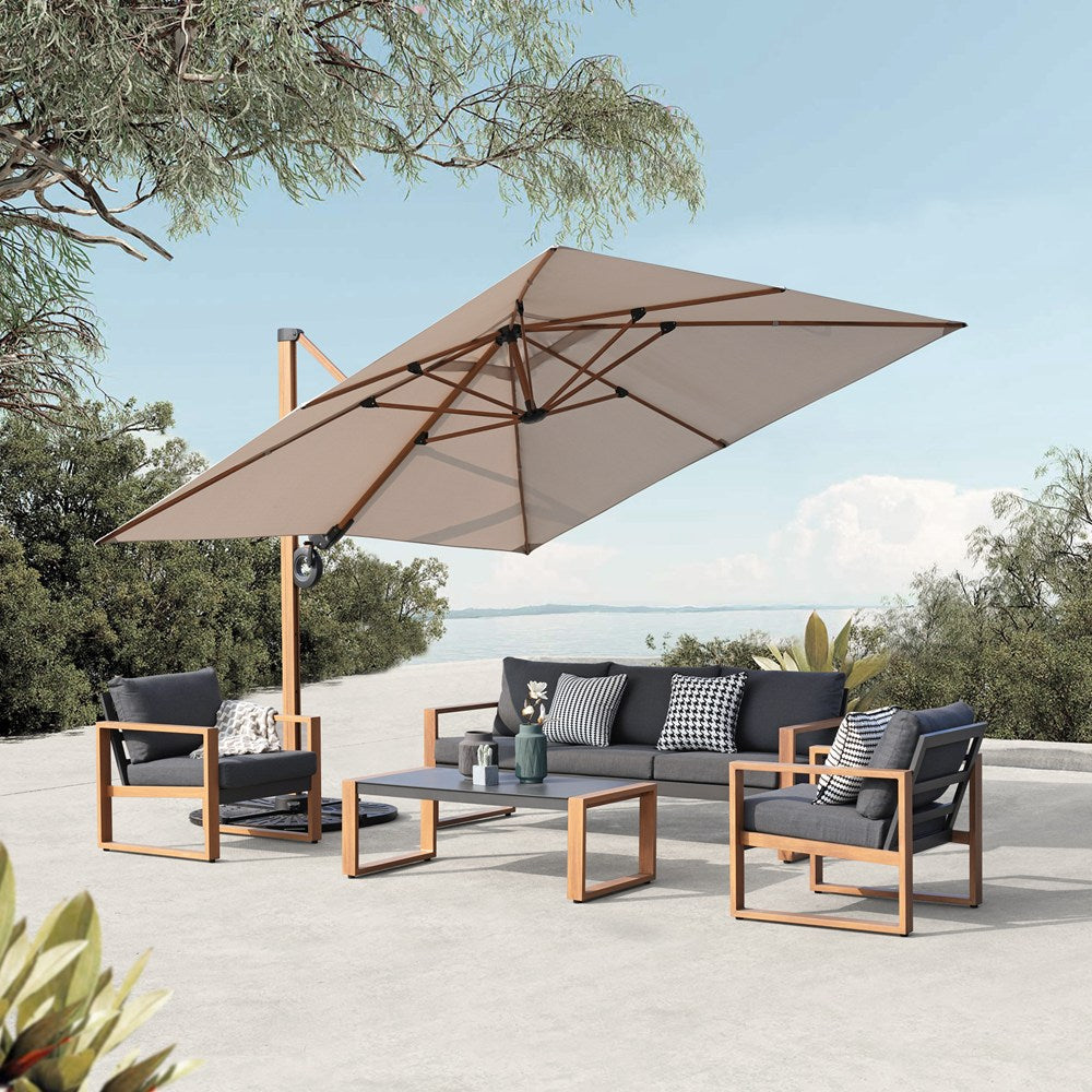 Gartenmöbelset DUISBURG Sofa Sessel Tisch ANTHRAZIT / BRAUN – Produktabbildung 4