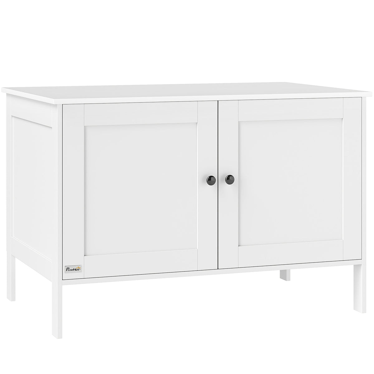 Kattenbakombouw kattenhuis met deur scheidingswand kattenbak voor grote katten 80 x 51 x 54 cm wit