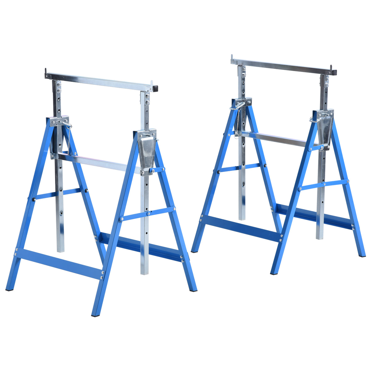 Set van 2 werkbanken, belastbaar tot 200 kg, inklapbaar, zaagbok in hoogte verstelbaar 80-130 cm, stalen