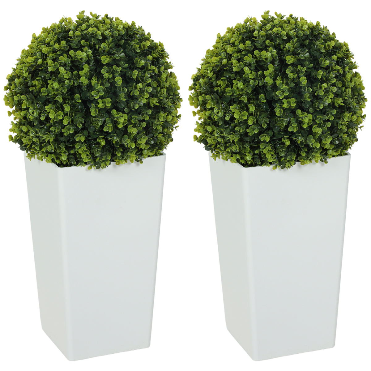 Set van 2 kunstmatige eucalyptusbollen 65 cm kunstplant met uv-bescherming, 330 bladeren in pot, groen