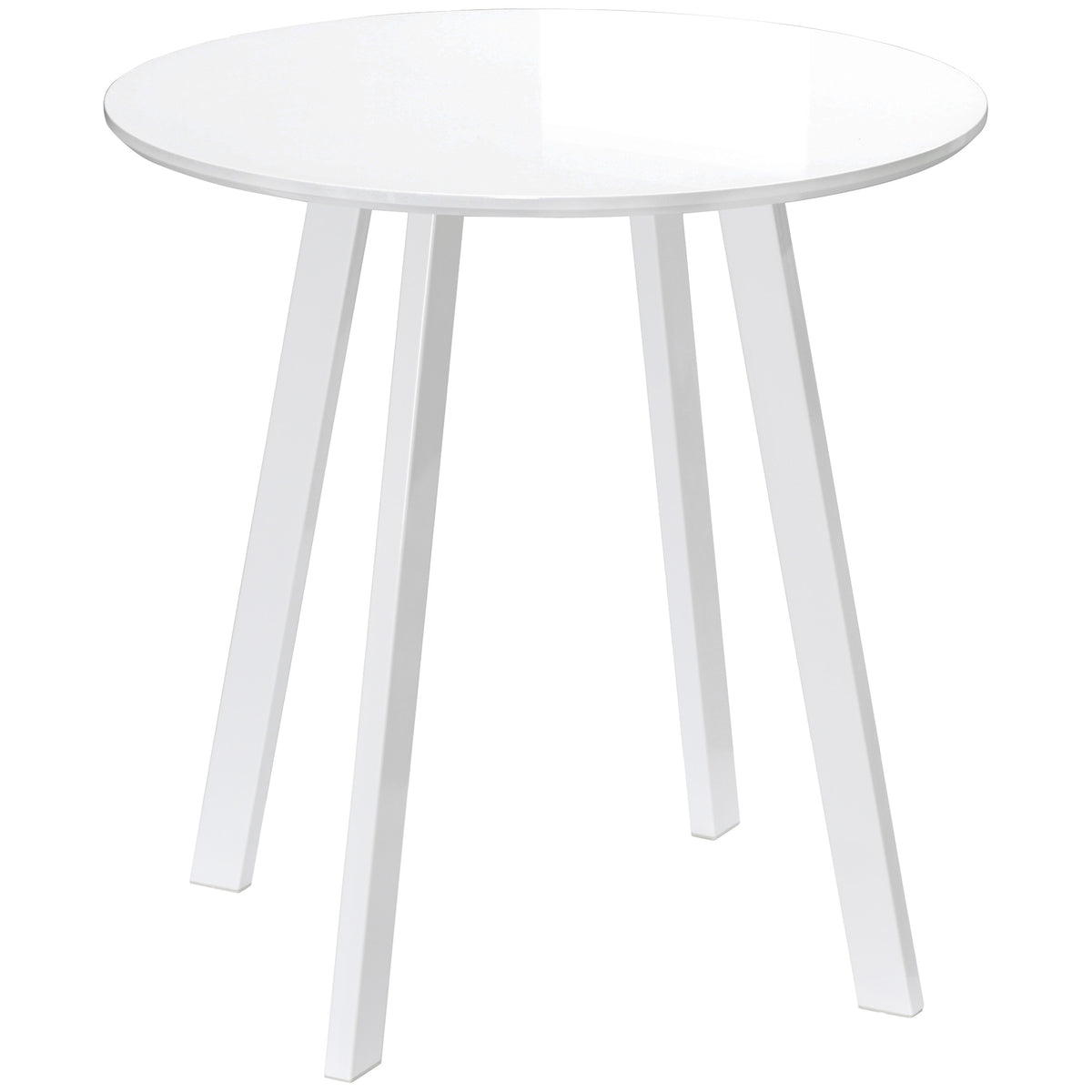Eettafel, keukentafel, voor 2 personen, hoogglans afwerking, met tafelpoten, wit, 72 x 72 x 75 cm