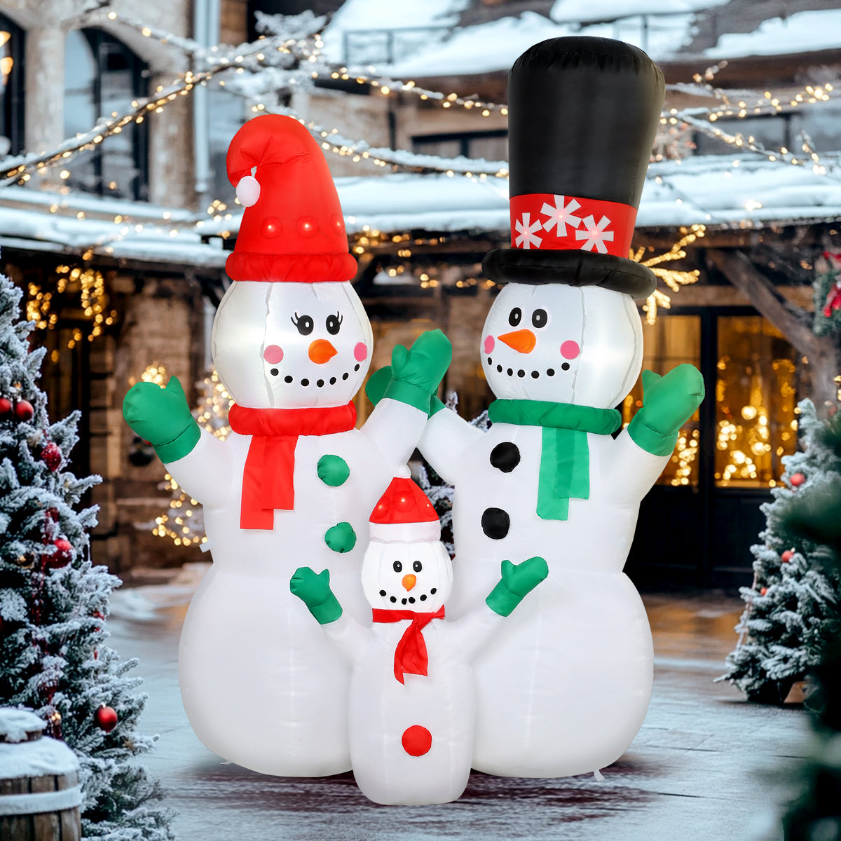 Opblaasbare sneeuwmanfamilie, 1,8 m kerstdecoratie met ledverlichting voor binnen en buiten (2)