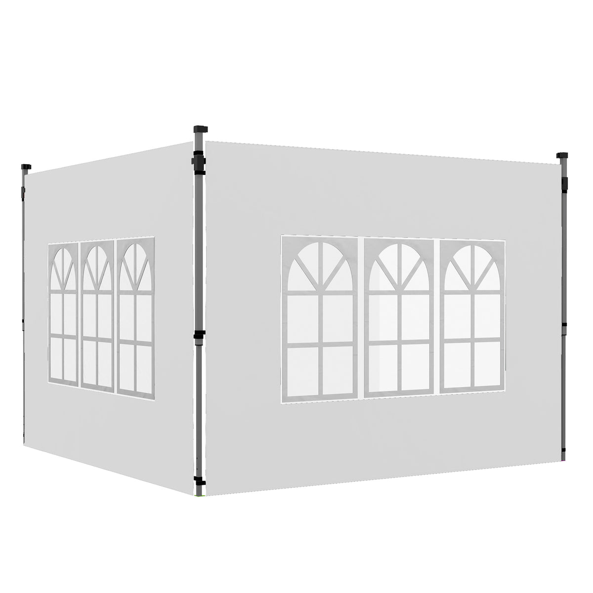 Set van 2 zijpanelen voor paviljoen 3x3/3x4 m, zijwand met venster, waterdicht wit