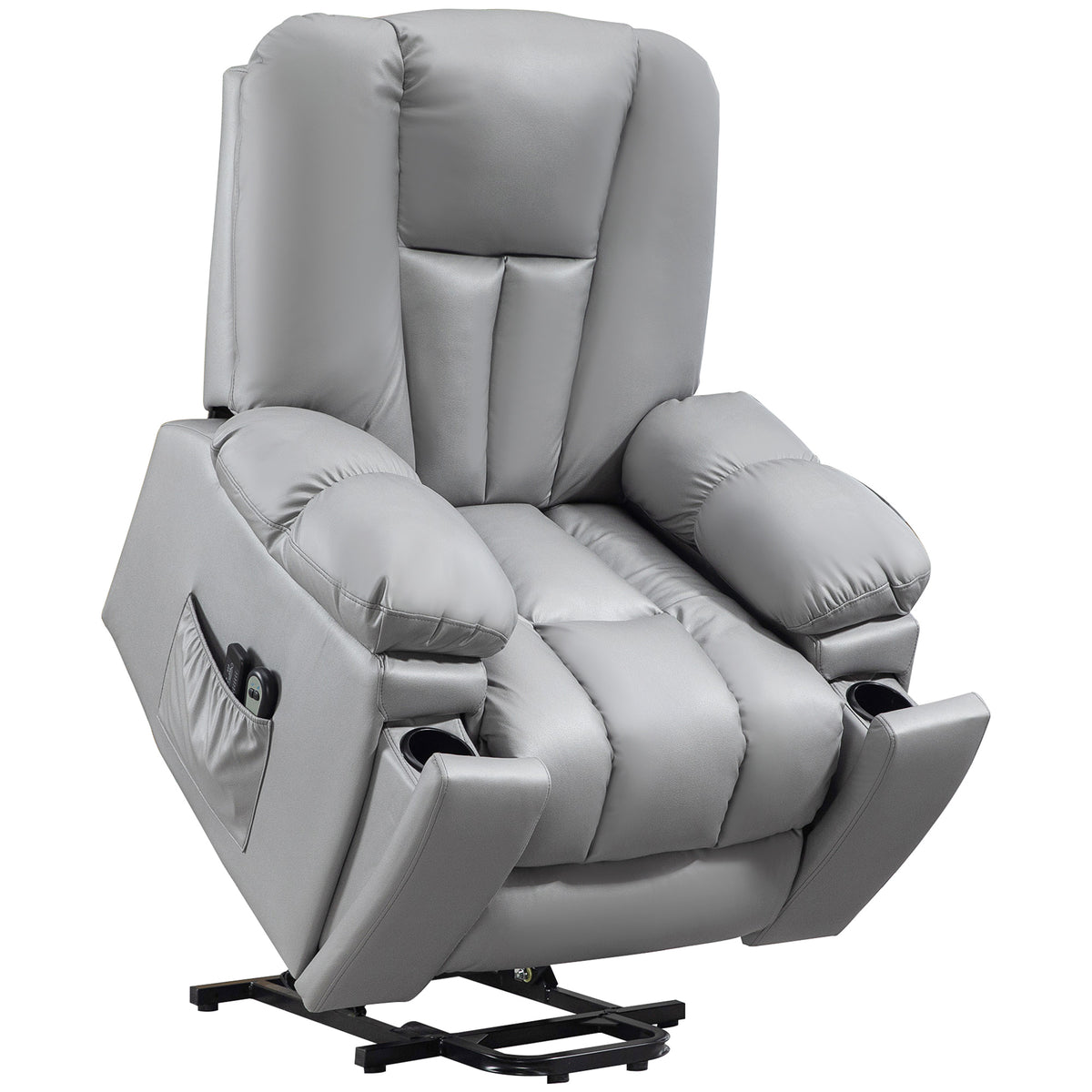 Massagestoel relaxfauteuil seniorenstoel, afstandsbediening, zijvakken, 94 cm x 96 cm x 106 cm, donkergrijs