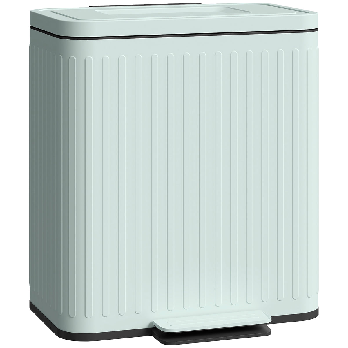 Keukenafvalbak, 2 x 20 L-vakken, efficiënte afvalscheiding, voetpedaal, kunststof, metaal, groen