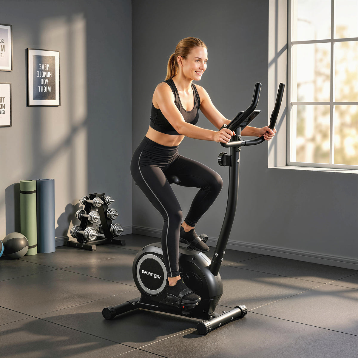 Hometrainer fiets in hoogte verstelbaar hometrainer met app magnetische weerstand LCD-monitor polssensoren (2)