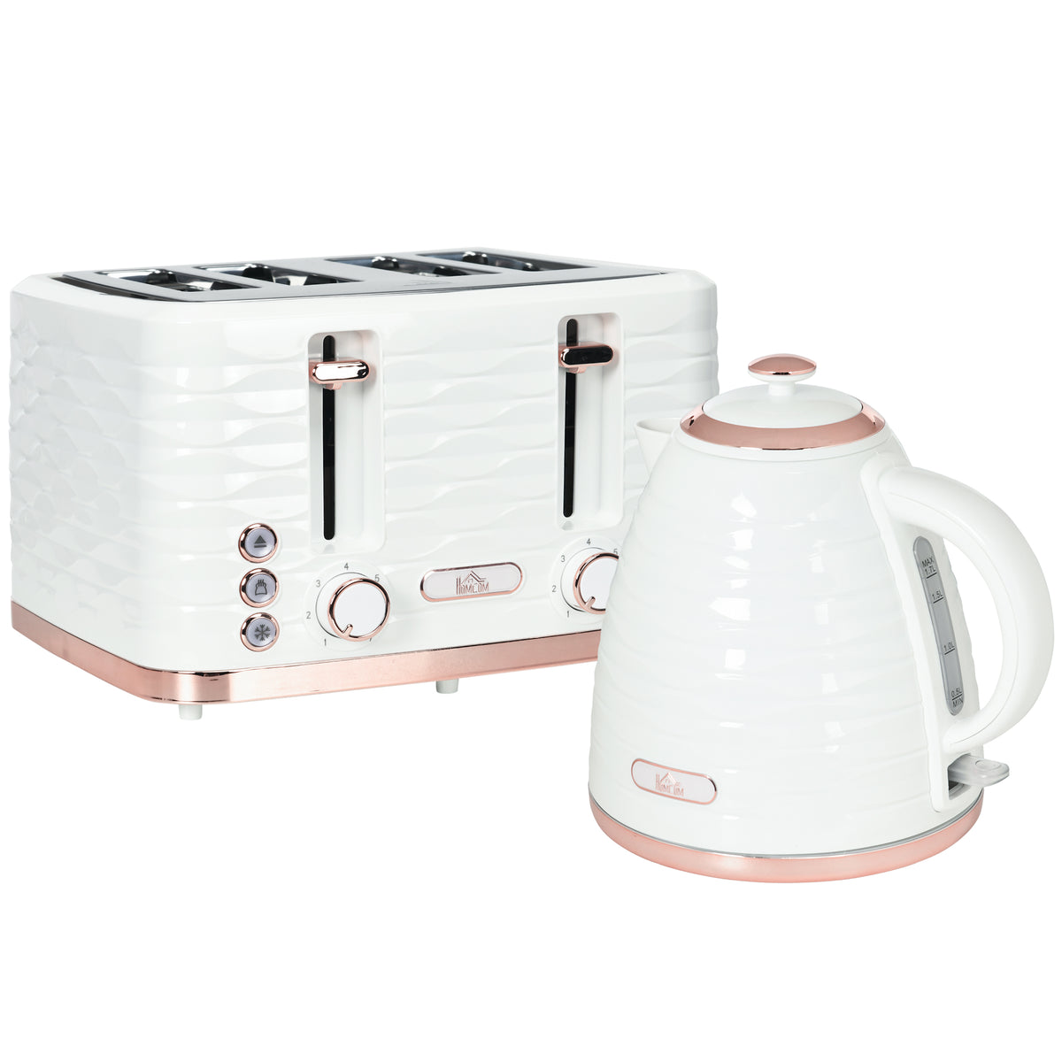 2-in-1 broodrooster- en waterkokerset, 7 bruiningsstanden, ontdooi- en opwarmfunctie, crème-wit