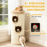 Krabton, 96 cm, 4-laagse kattentoren met wasbaar bed, 3 slaapholen, hangend speelgoed, voor meerdere katten (4)