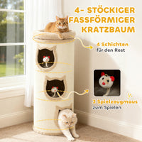 Krabton, 96 cm, 4-laagse kattentoren met wasbaar bed, 3 slaapholen, hangend speelgoed, voor meerdere katten (4)