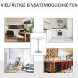 Ronde eettafel met glazen blad, metalen onderstel, zilverkleurig (6)
