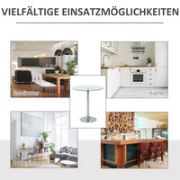 Ronde eettafel met glazen blad, metalen onderstel, zilverkleurig (6)