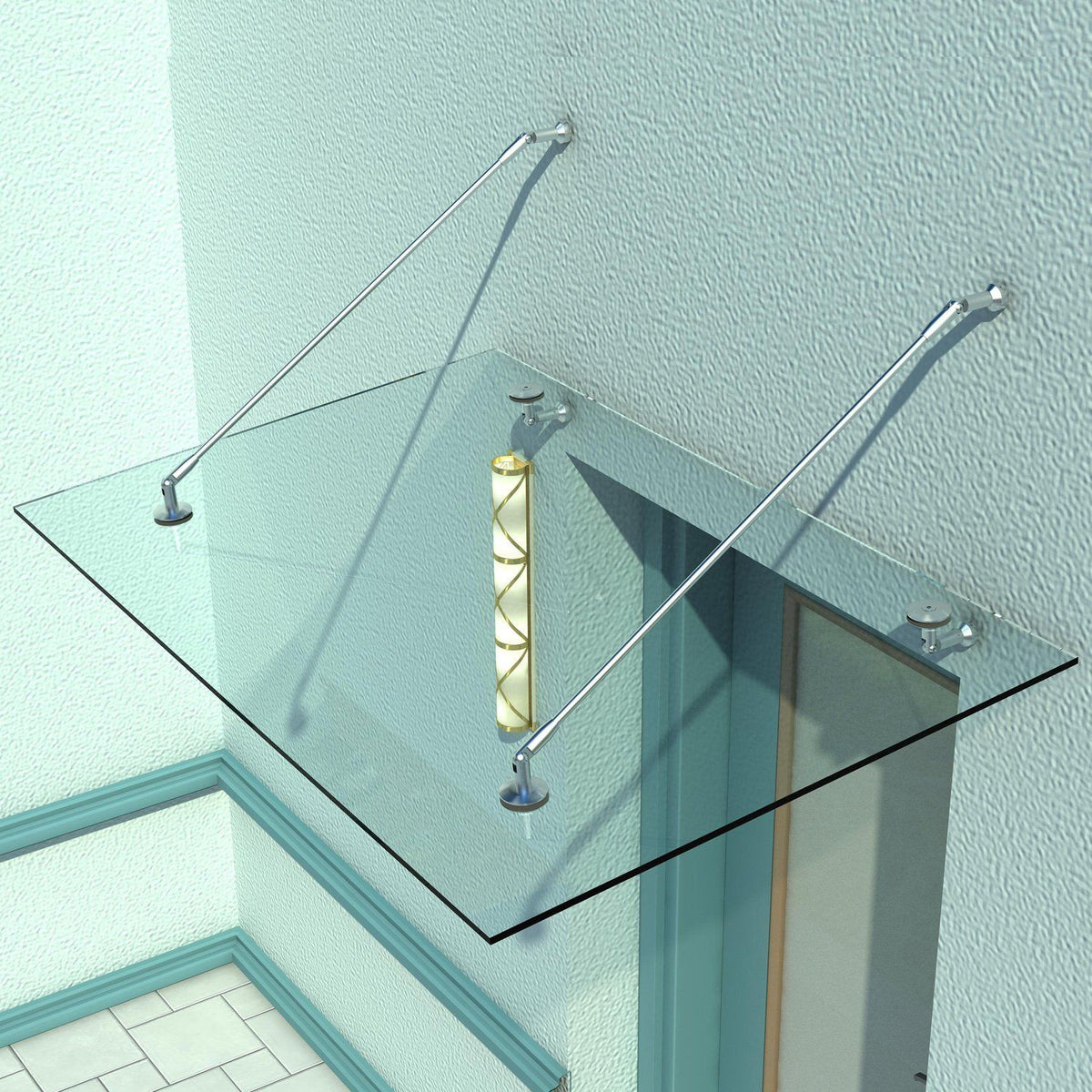 Luifel glazen luifel deurafdak, gehard glas, 304 roestvrij staal helder glas 150 x 90 cm (2)