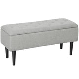 Opbergbank, zitbank met opbergruimte, tot 120 kg, fluweeloptiek, 95x38x45 cm, grijs