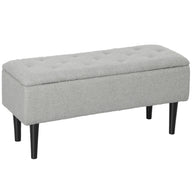 Opbergbank, zitbank met opbergruimte, tot 120 kg, fluweeloptiek, 95x38x45 cm, grijs