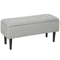 Opbergbank, zitbank met opbergruimte, tot 120 kg, fluweeloptiek, 95x38x45 cm, grijs