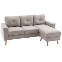 3-zits hoekbank, linnenlook, omkeerbare chaise longue, 193x136x85 cm, lichtgrijs