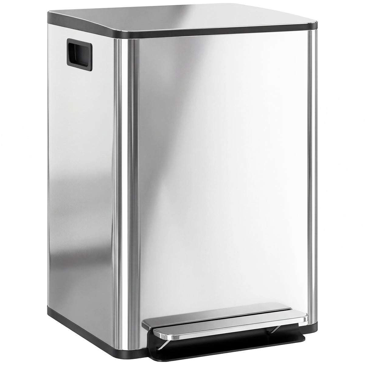 Afvalbak met 2x20L vakken, soft-close deksel, vingerafdrukvrij, roestvrij staal, zilver