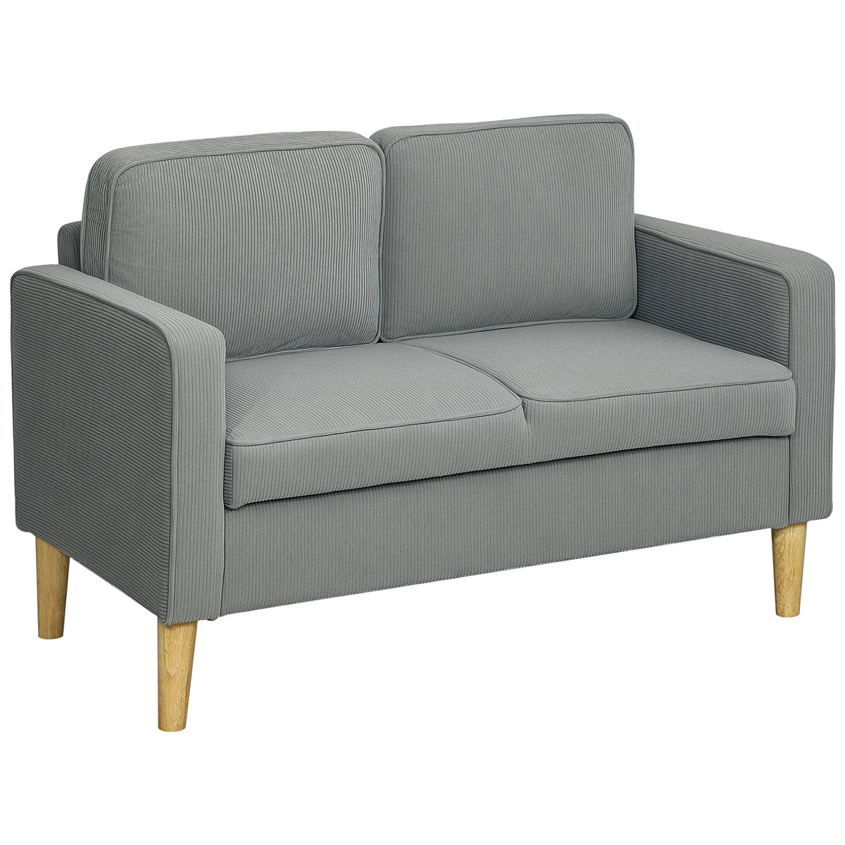 Tweezitsbank met opbergruimte en massief houten poten, voor woonkamer, slaapkamer, 117 x 63 x 79 cm, lichtgrijs