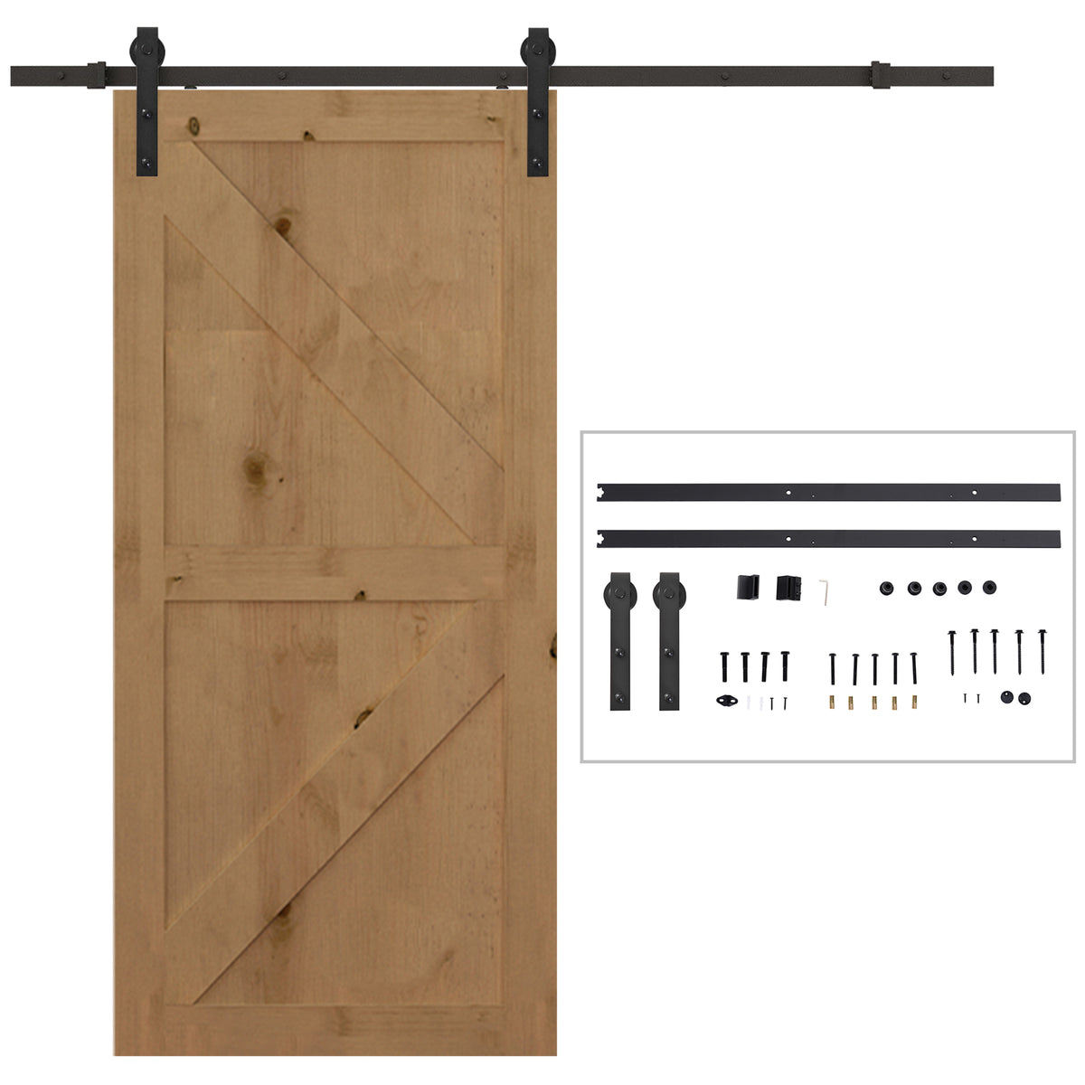 Glijrailset voor schuifdeur, tot 90 kg, koolstofstaal, 200 cm, zwart, incl. gereedschap