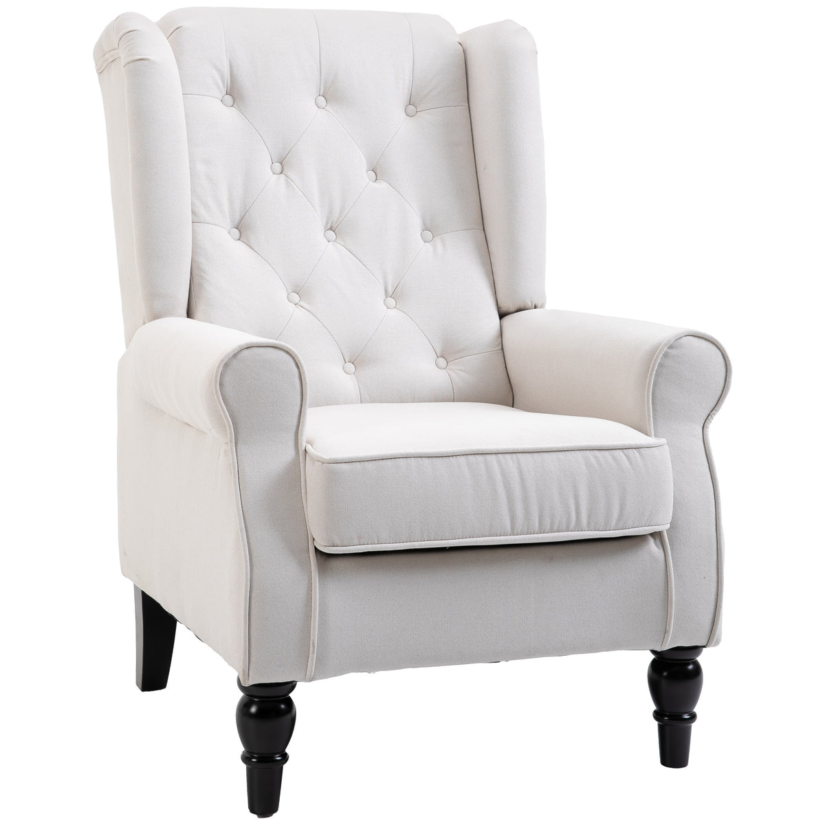 Oorfauteuil relaxfauteuil fauteuil, vintage design, knoopstoffering, gedraaide poten, 74 cm x 86 cm x 102 cm