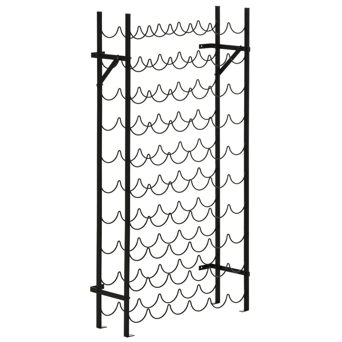Wijnrek voor 60 flessen flessenrek metaal flessenhouder 63 x 20,5 x 118 cm zwart