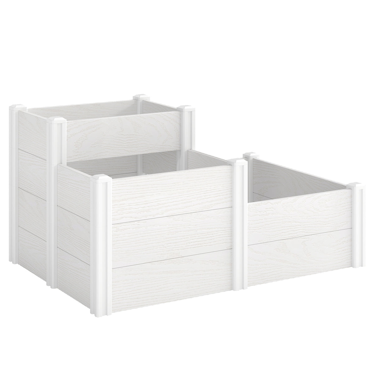 Verhoogd tuinbed, 3-laags stapelbaar tuinbed met open bodem, modulair kruidenbed, doe-het-zelf montage