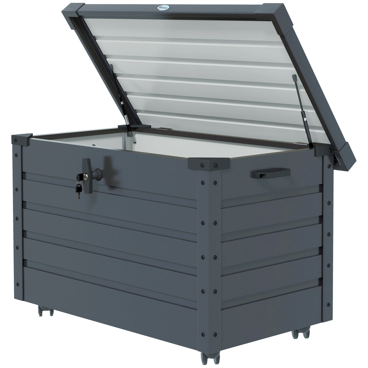 Opbergbox voor buiten, tuinbox, kussenbox, weerbestendig, 4 wielen, 100 cm x 62 cm x 65 cm, donkergrijs
